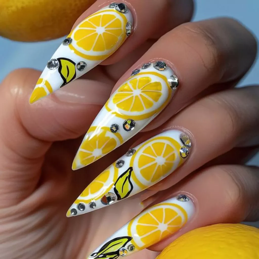 sophisticated lemon nail designs 