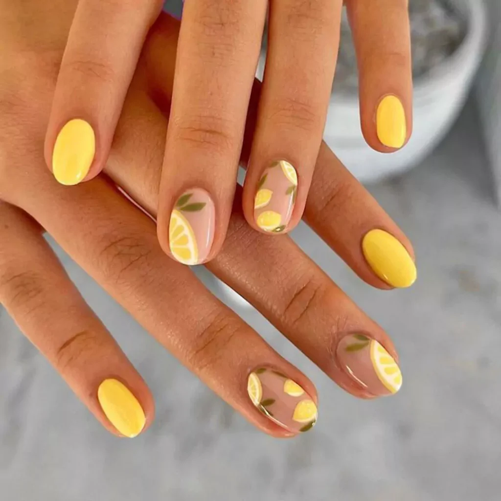 trendy lemon nail designs 