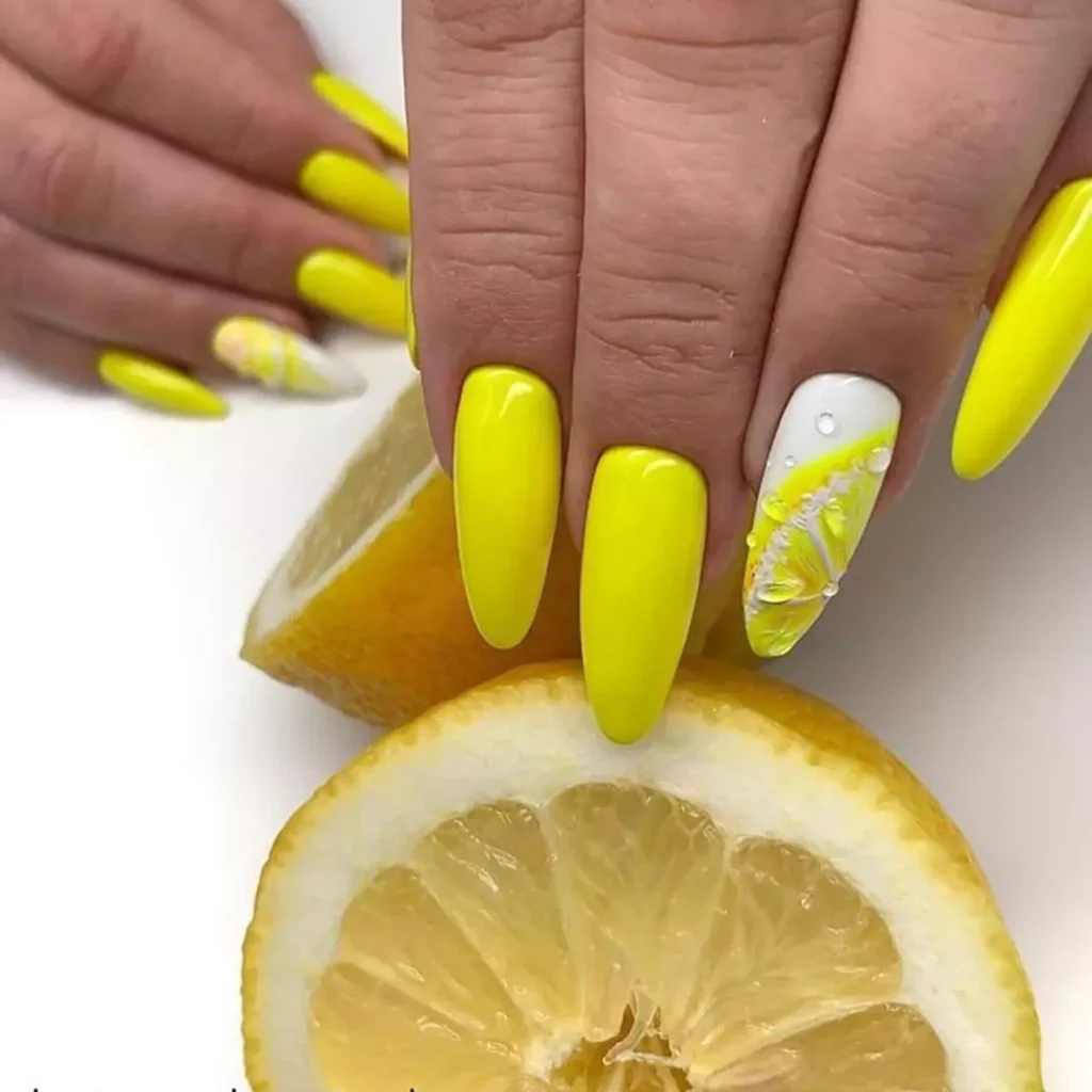 exquisite lemon nail designs 