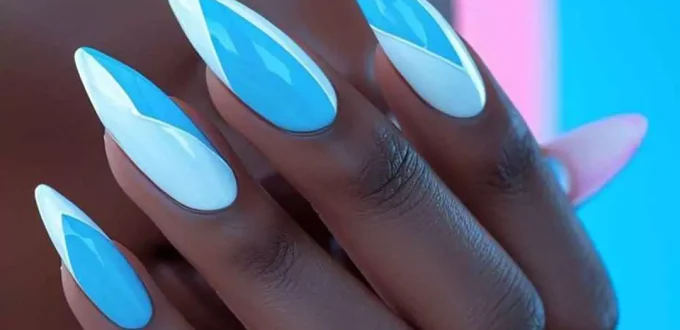 chic light blue theme nail designs