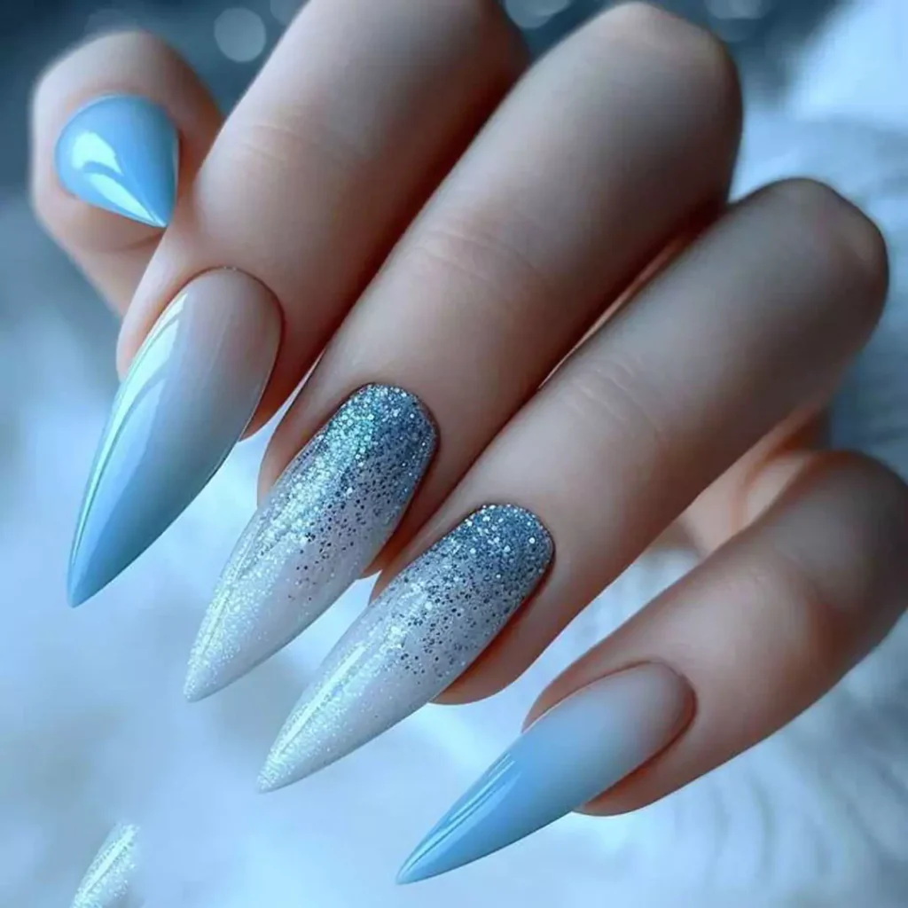 captivating light blue theme nail designs 