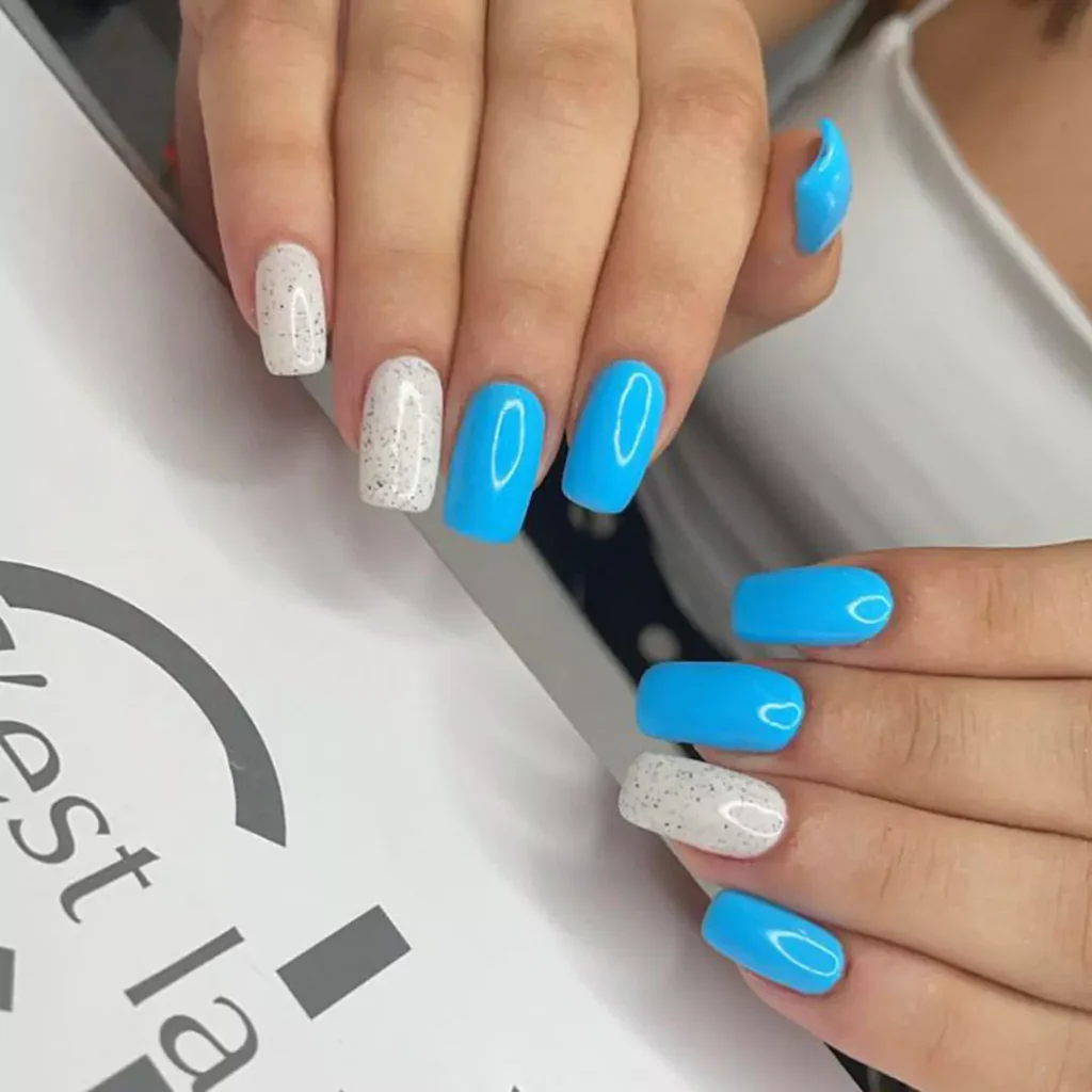 sophisticated light blue theme nail designs 