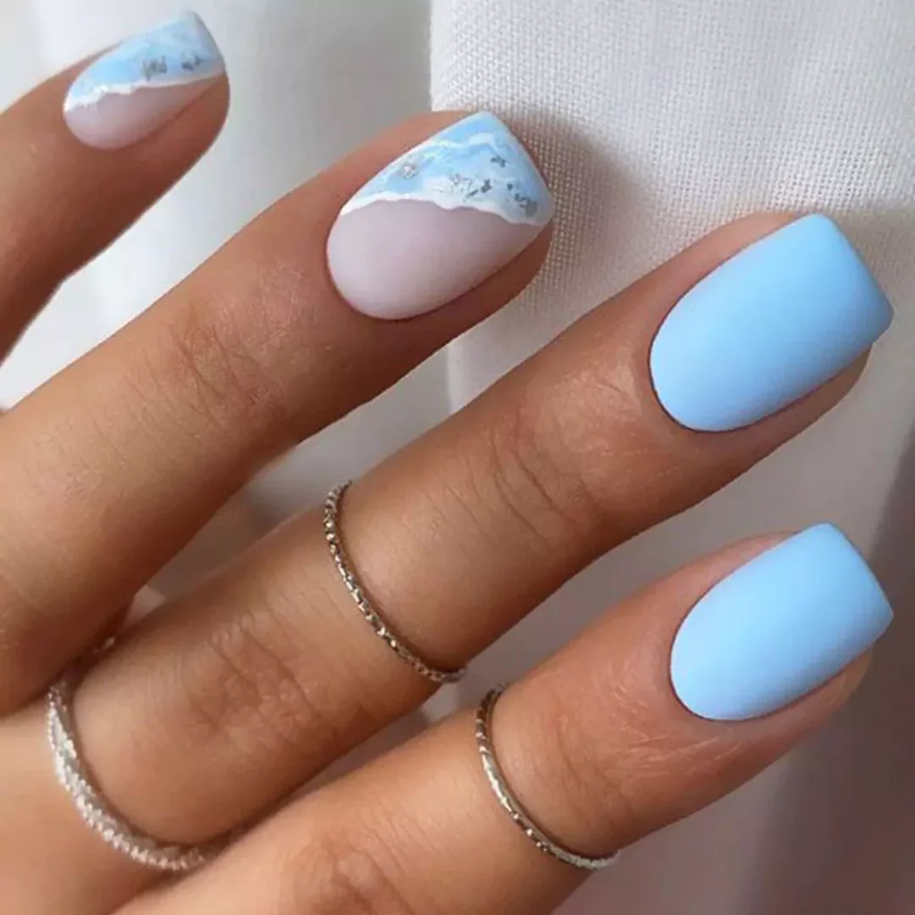 unique light blue theme nail designs 