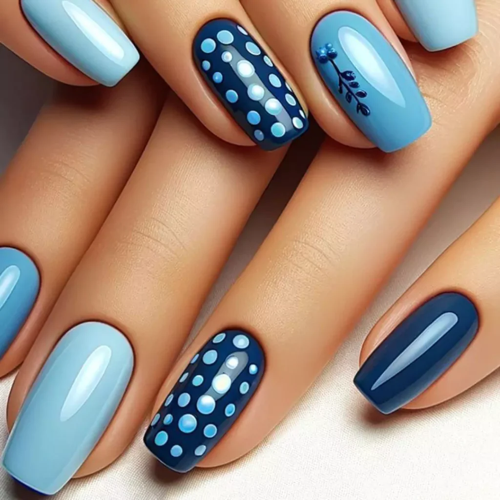 exquisite light blue theme nail designs 