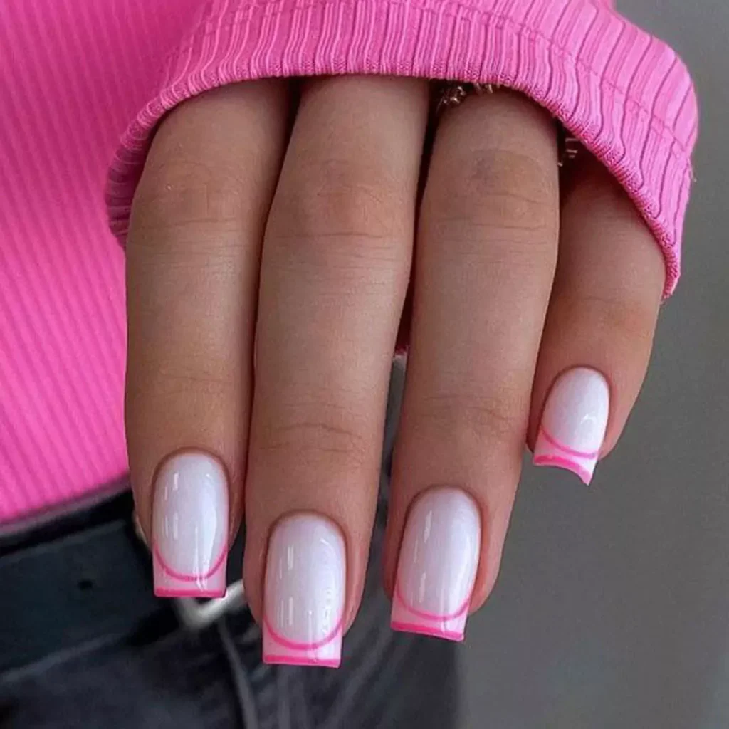 dazzling white and pink French nail designs 