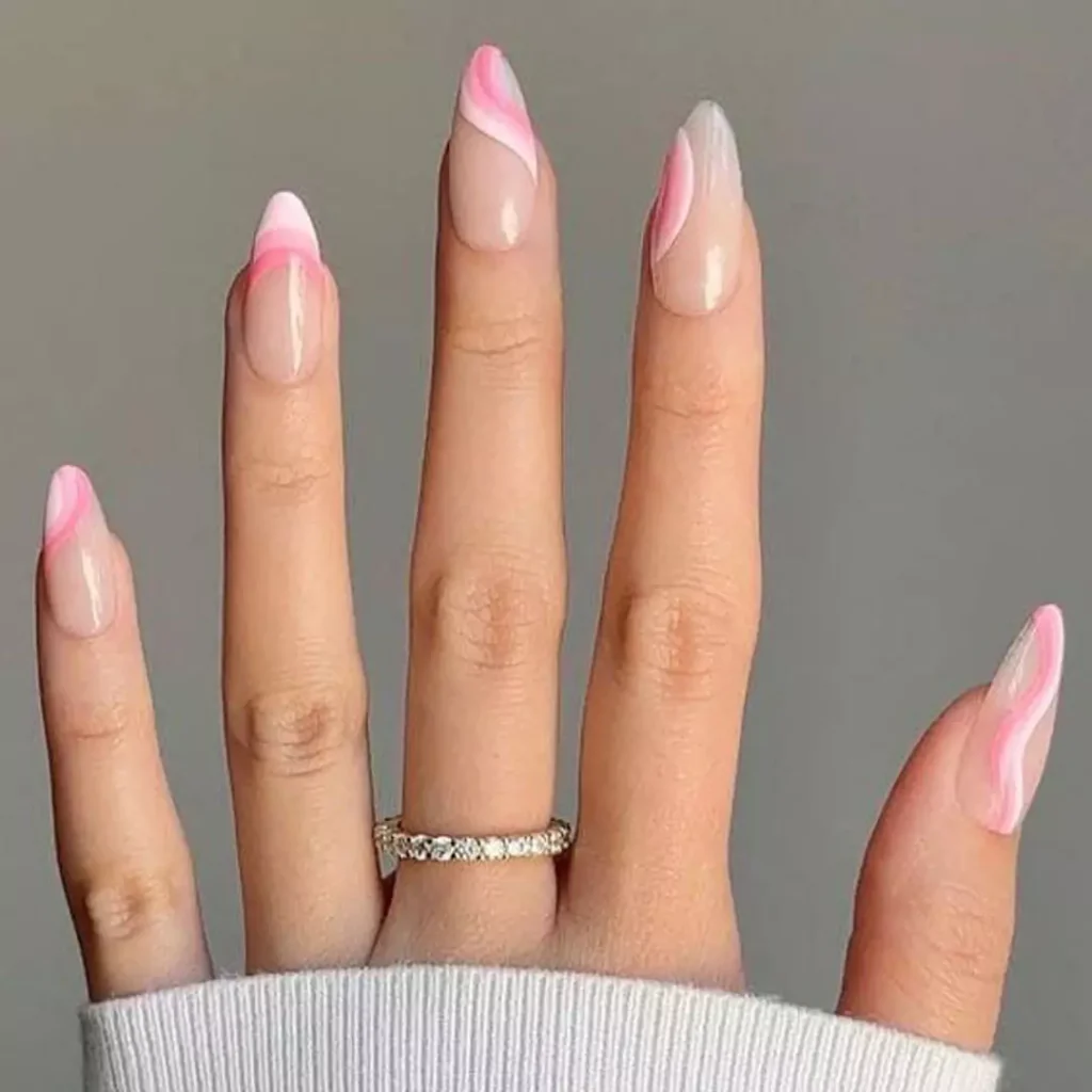 unique white and pink French nail designs 