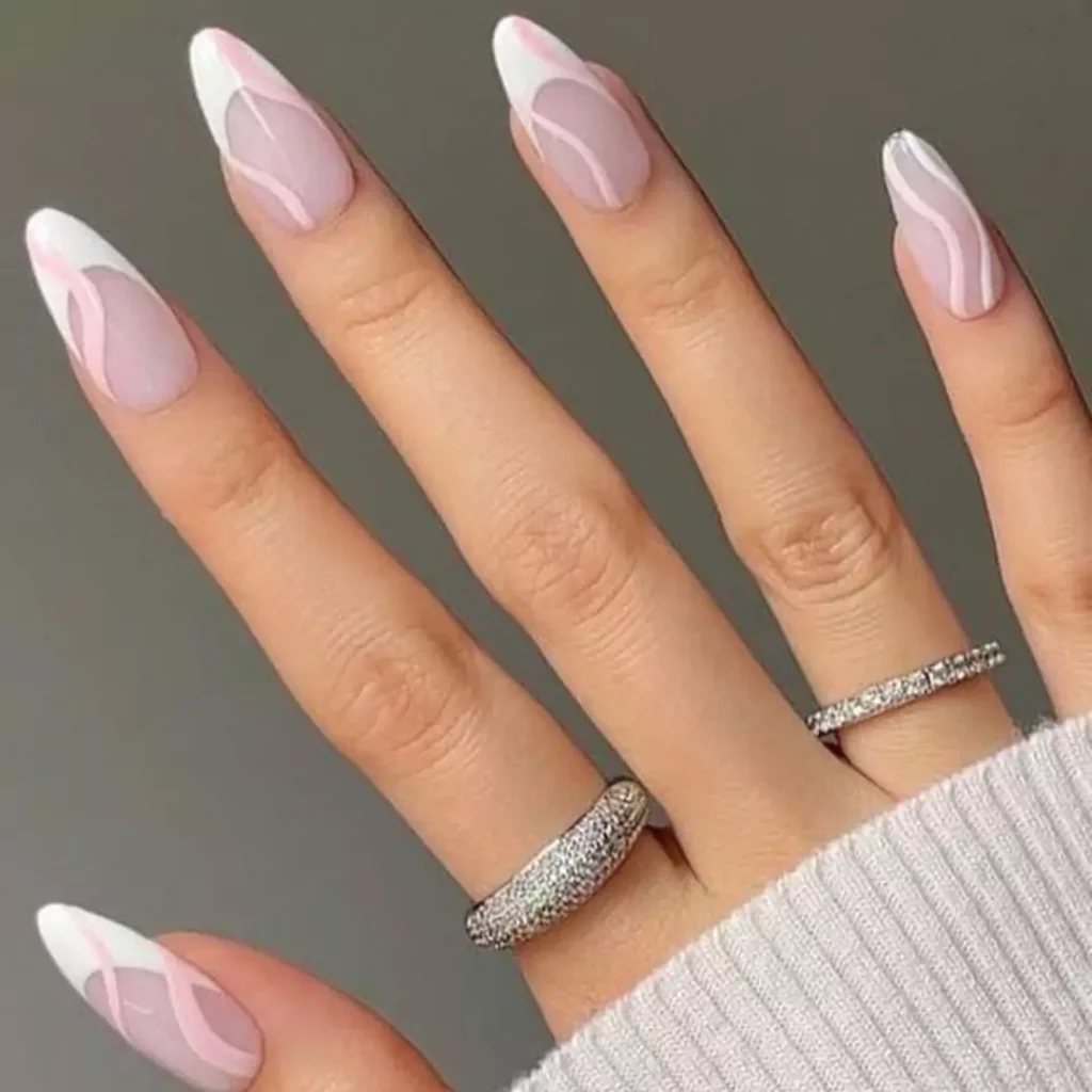 trendy white and pink French nail designs 