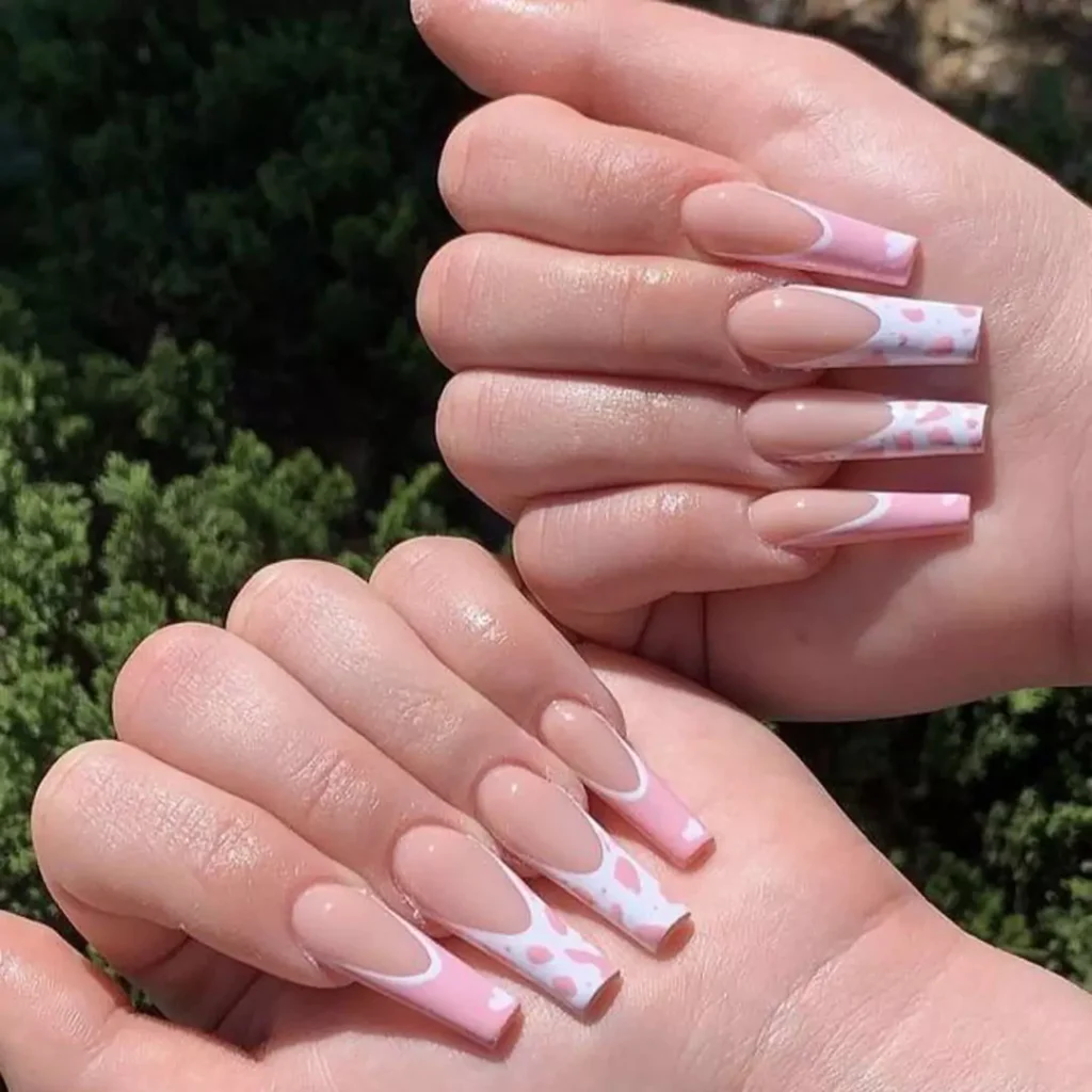 special white and pink French nail designs 