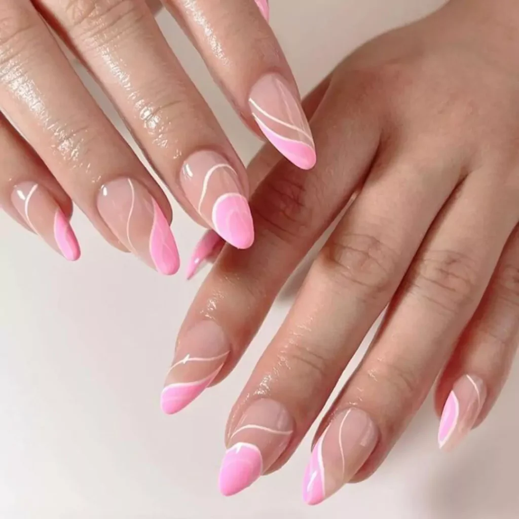 stylish white and pink French nail designs 