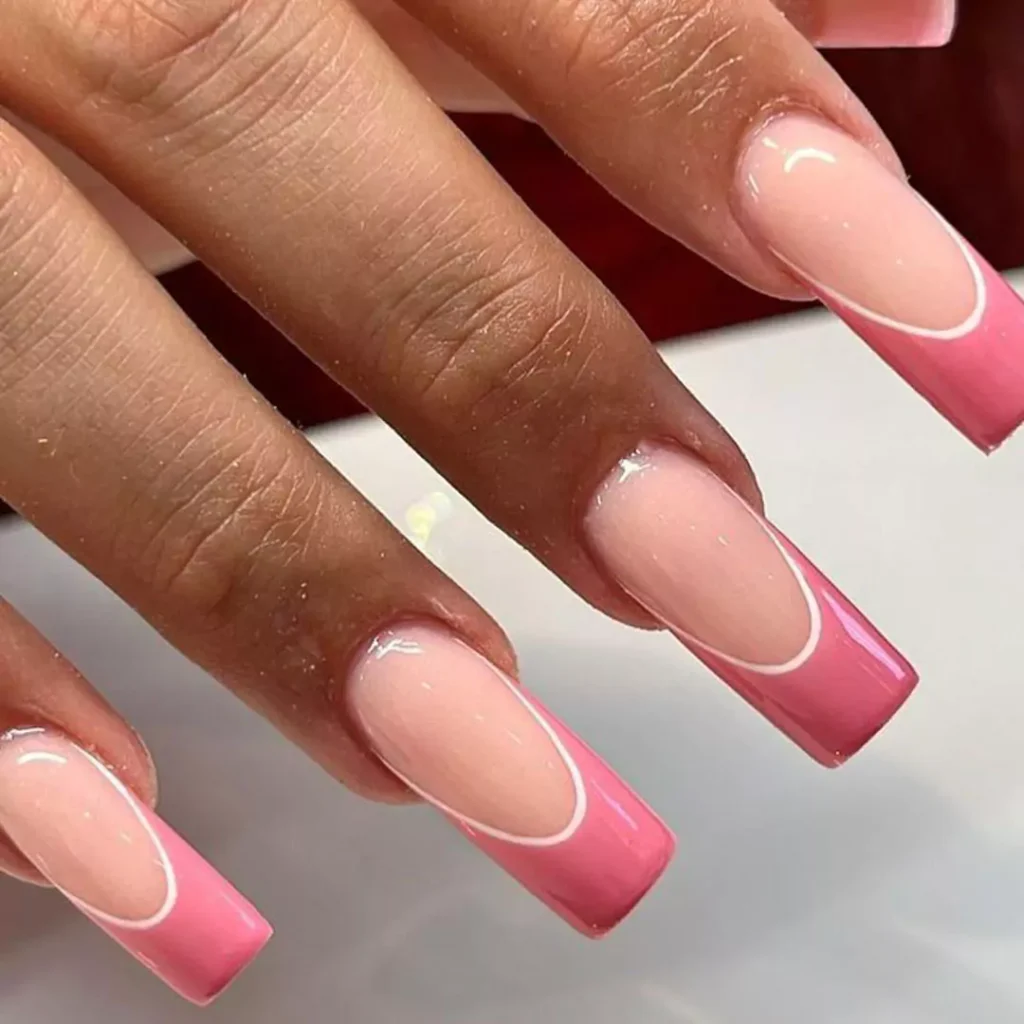 classy white and pink French nail designs 