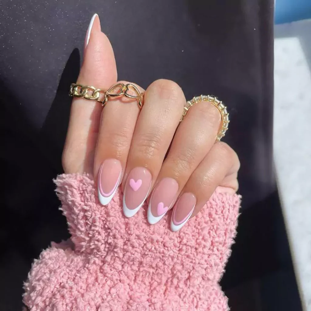 elegant white and pink French nail designs 