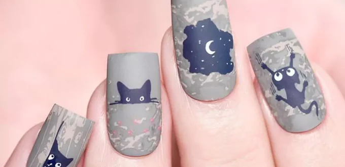 chic cat nail designs