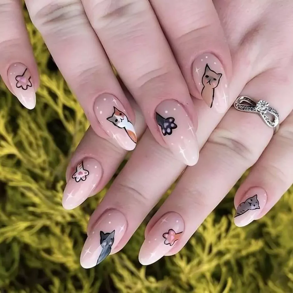 whimsical cat nail designs