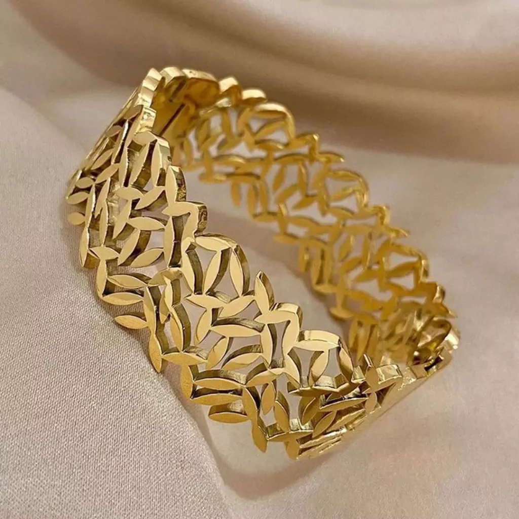 luxurious leaf gold bracelets