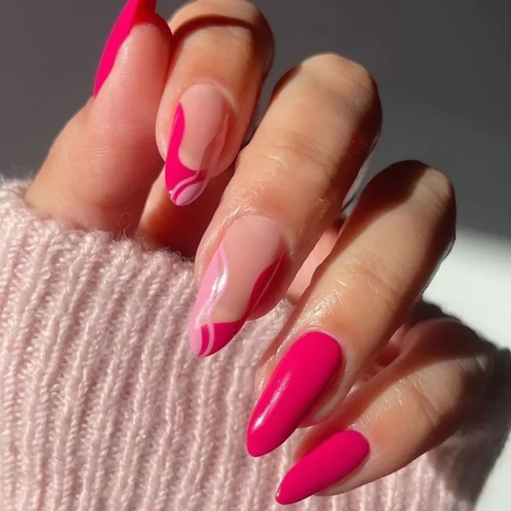 intricate magenta nail designs 