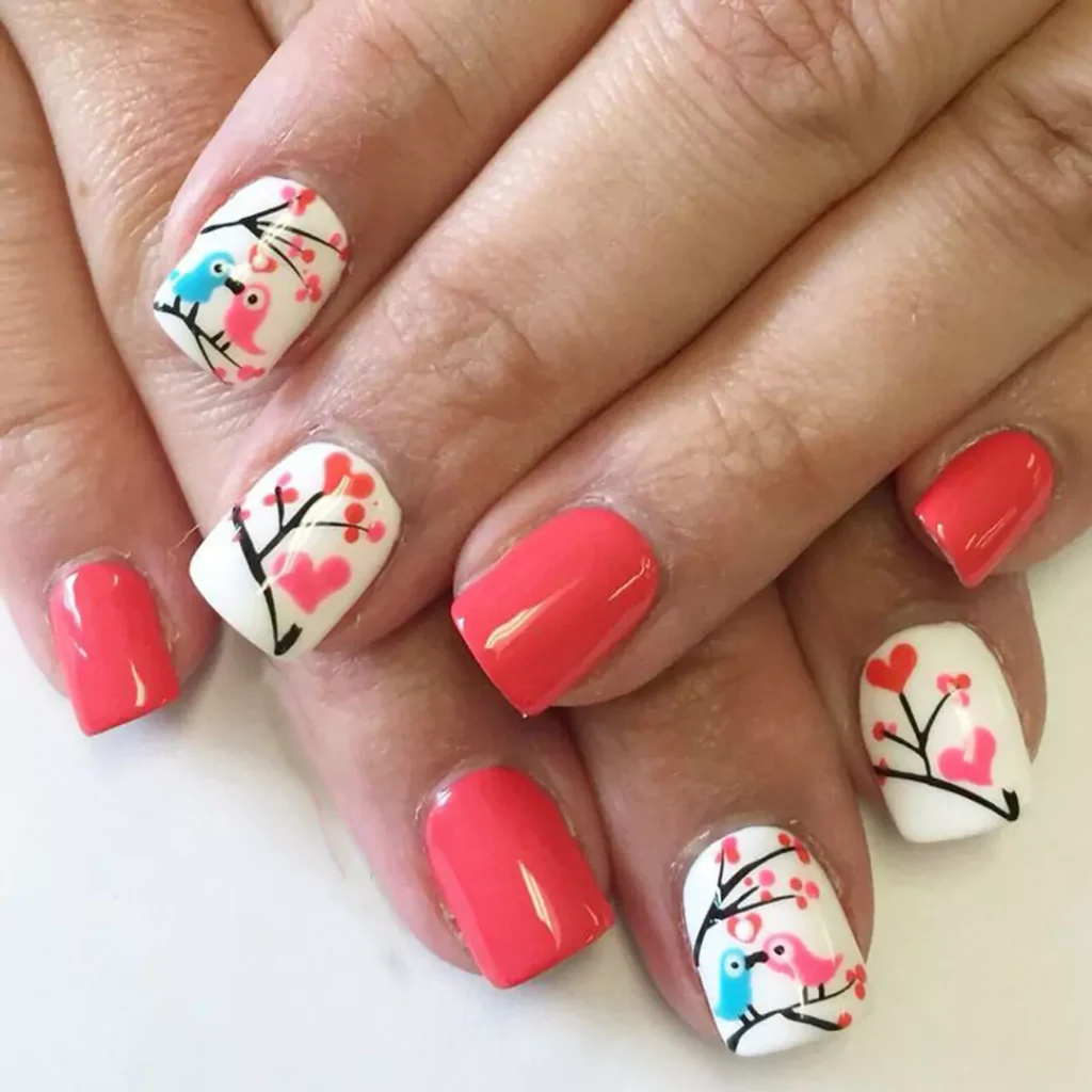 delicate bird nail designs