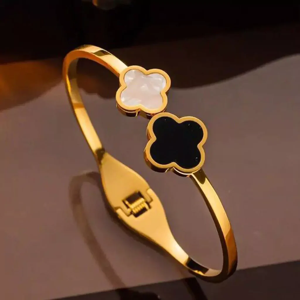 unique black clover gold bracelet for girls 