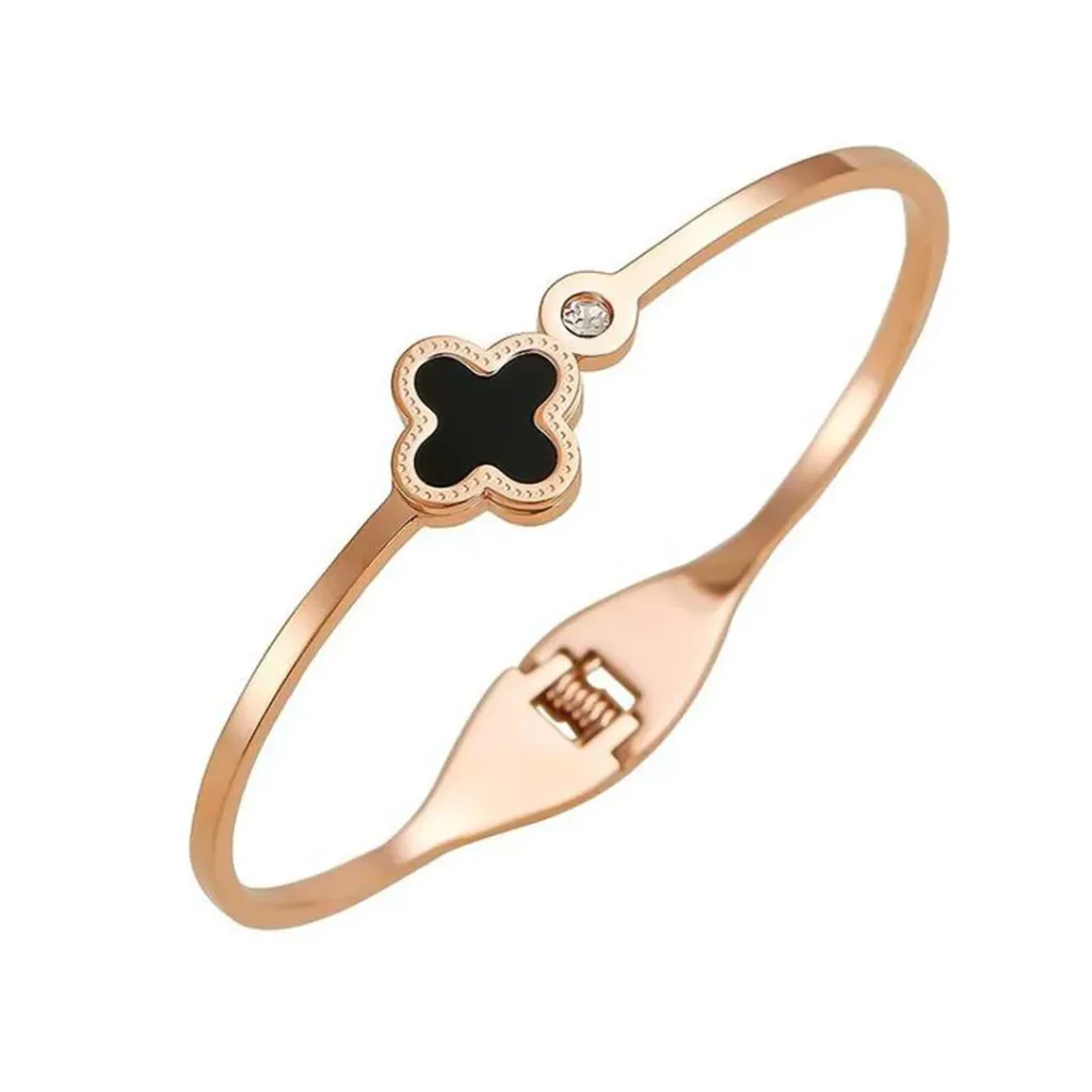 refine black clover gold bracelet for girls 