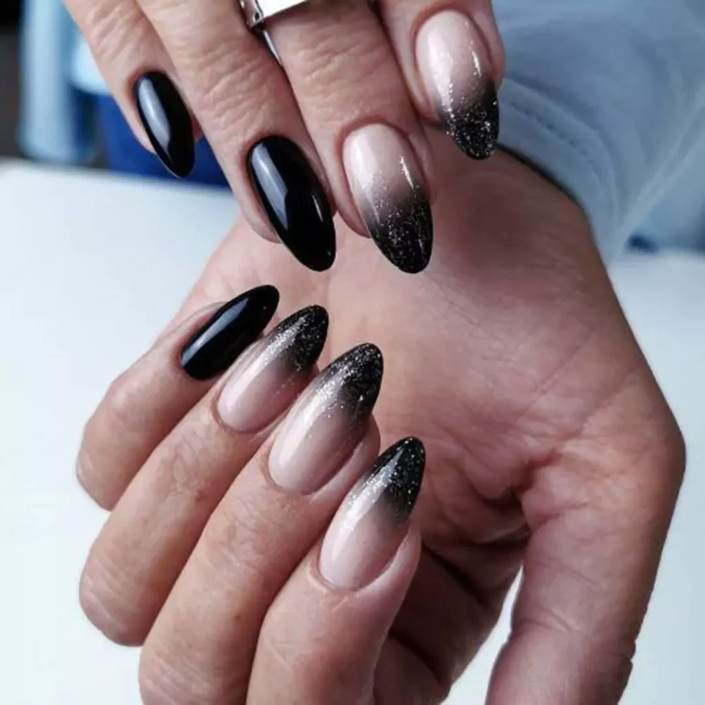 glamorous black ombre nail designs of 2024