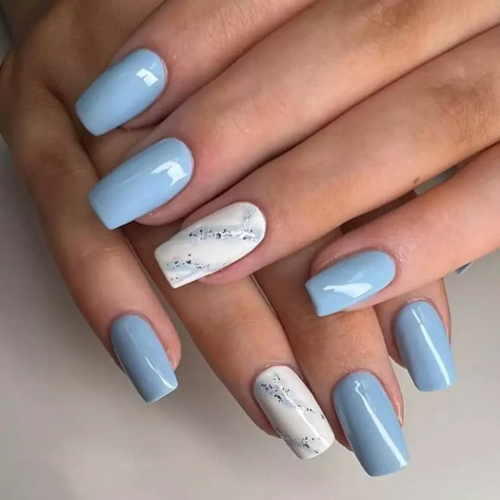 delicate blue and white nail designs