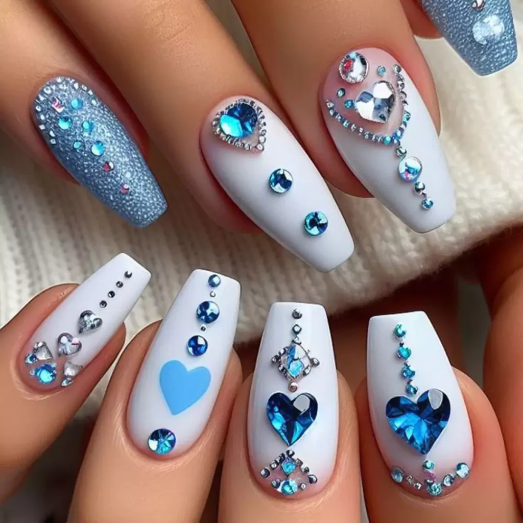 stunning blue and white nail designs