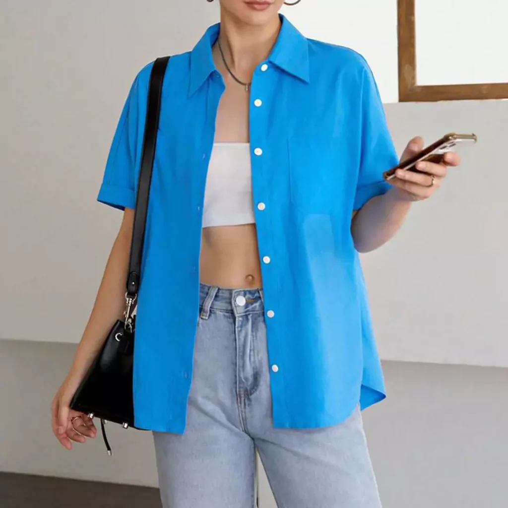 trendy blue shirts outfit for women