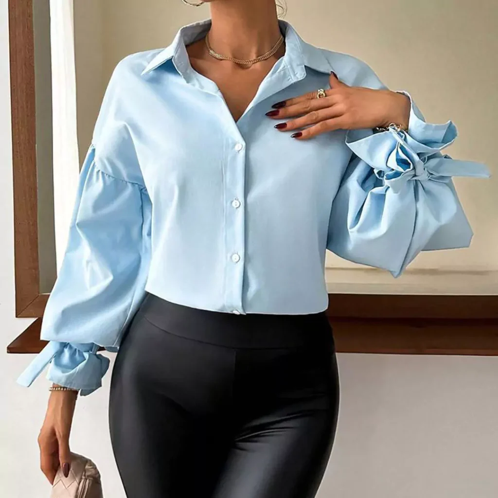 stylish blue shirts outfit for women 