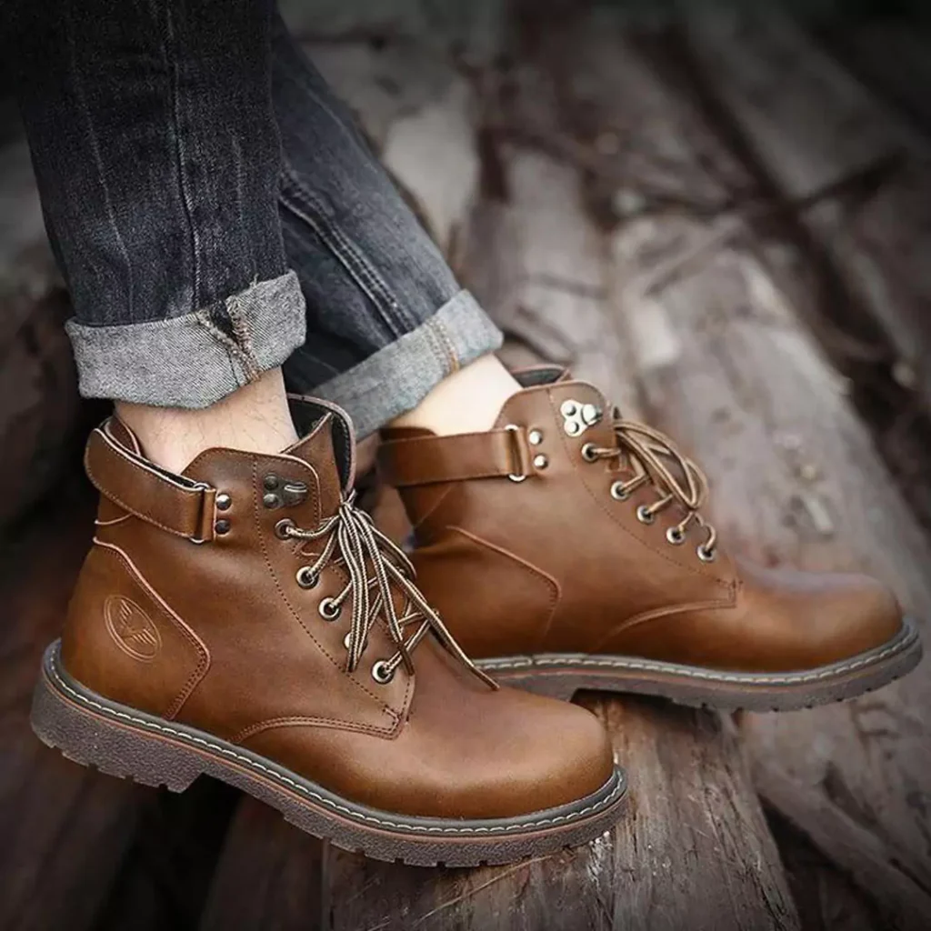 stylish brown short boots for men 