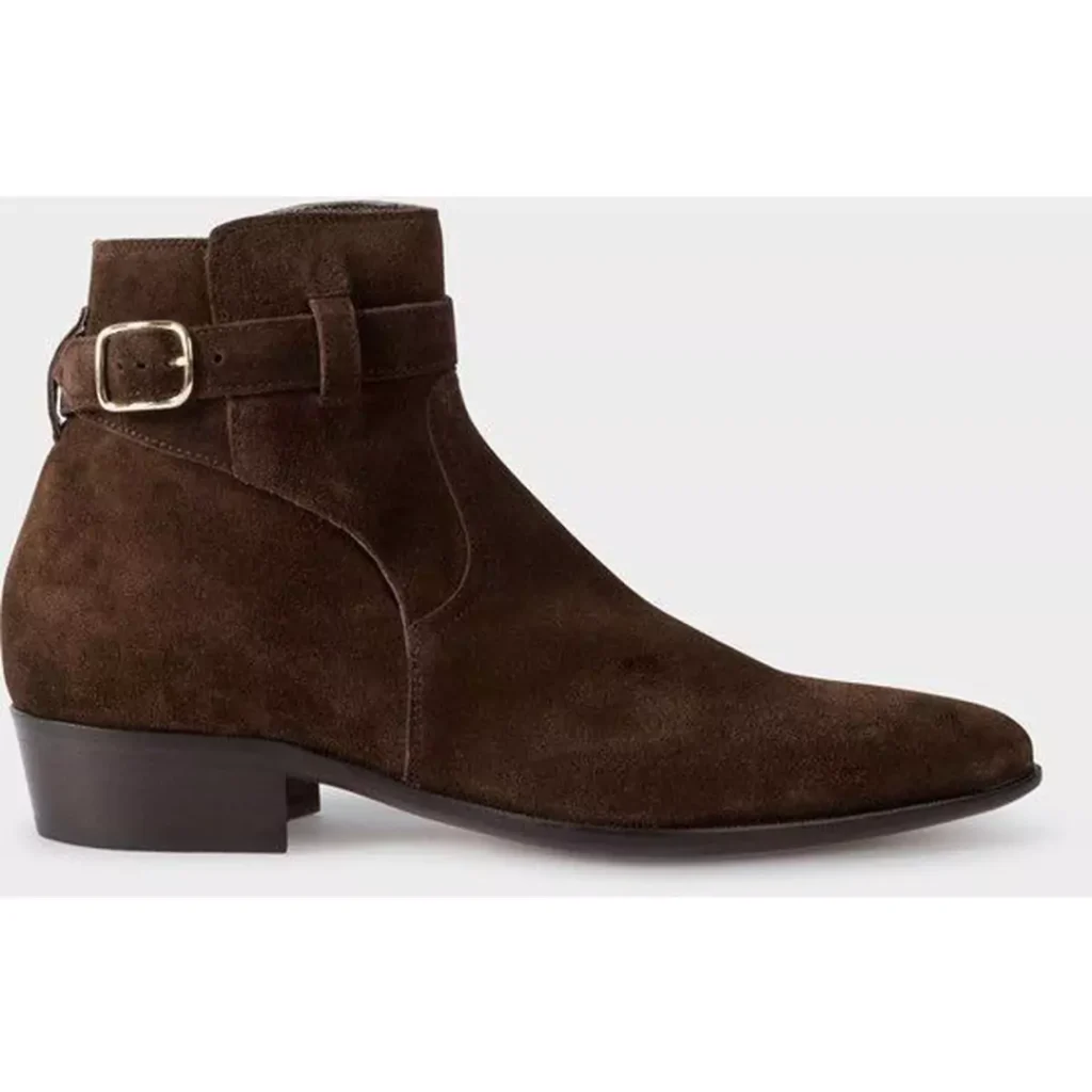 velvet brown short boots for men 