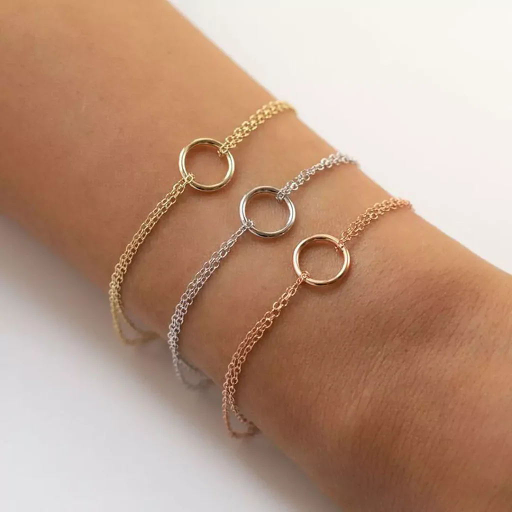 elegant circle design gold bracelets