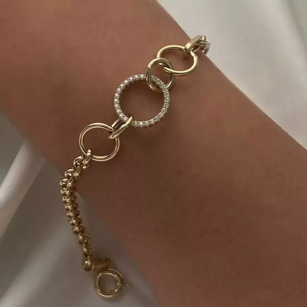 sophisticated circle design gold bracelets