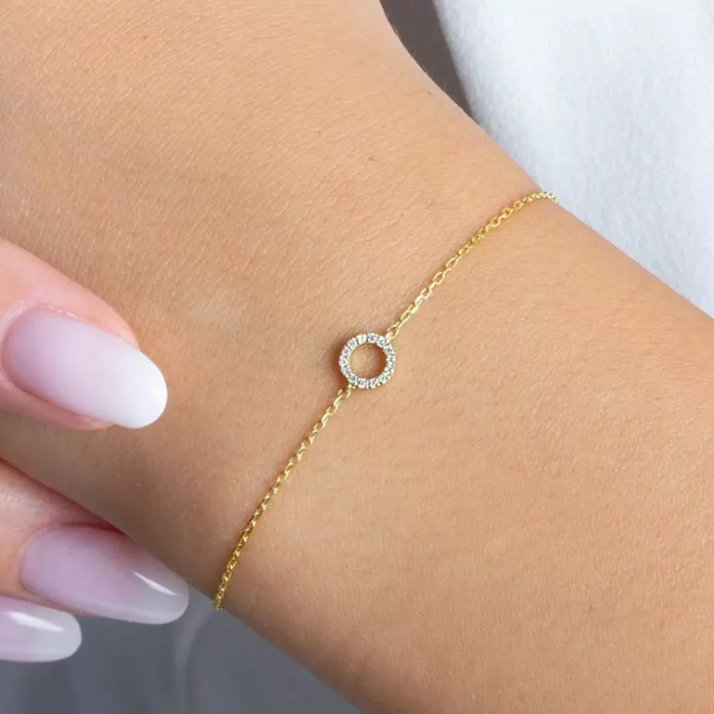 delicate circle design gold bracelets