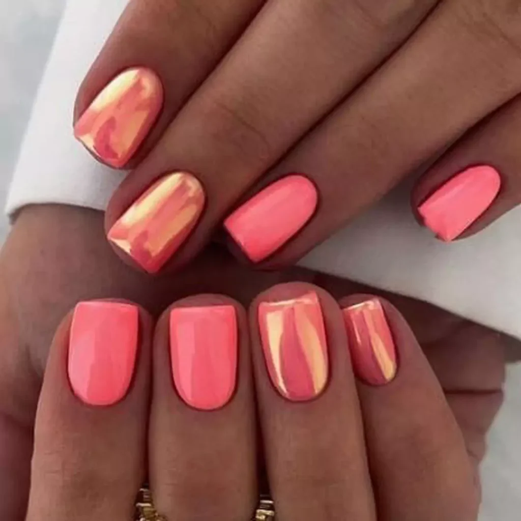 shiny coral nail designs