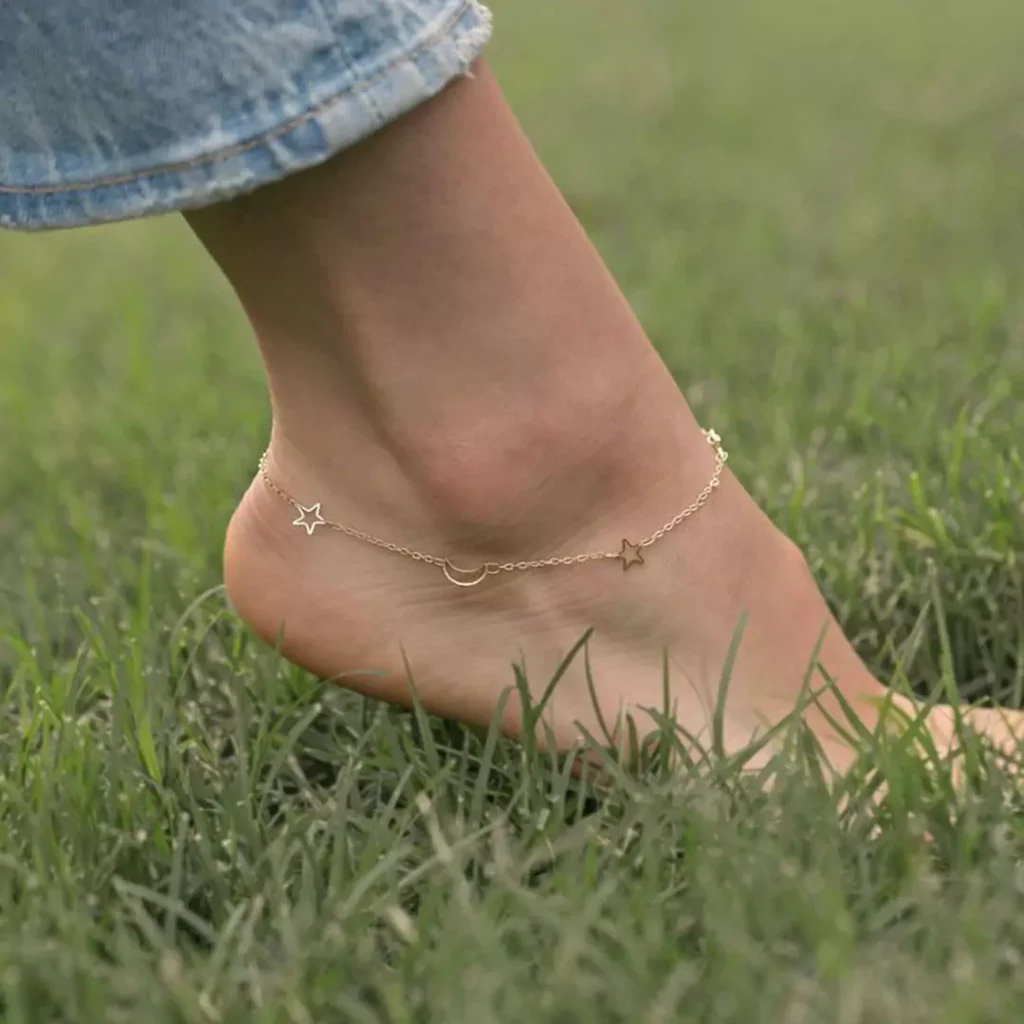 majestic gold moon and star anklets 