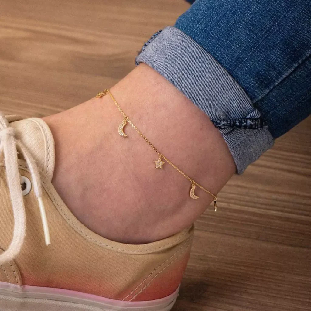 unique gold moon and star anklets 