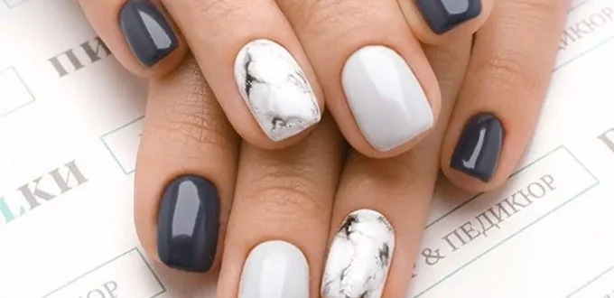 chic gray and white nail design