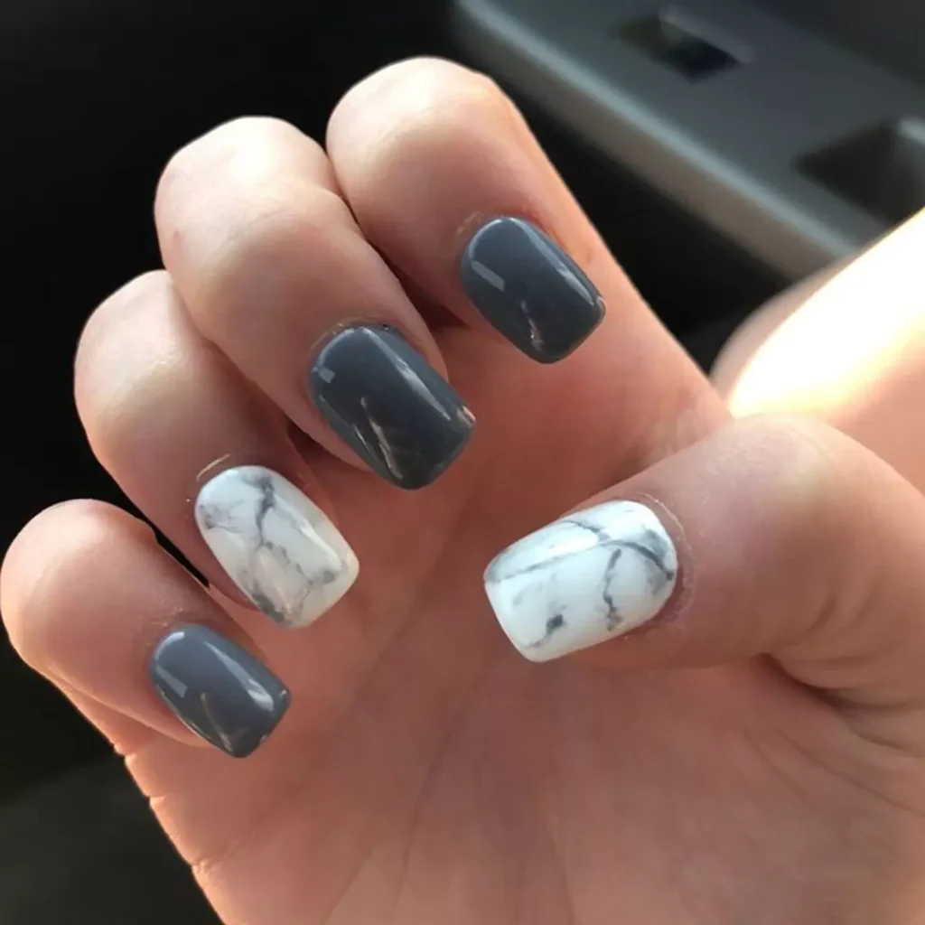 sophisticated gray and white nail design