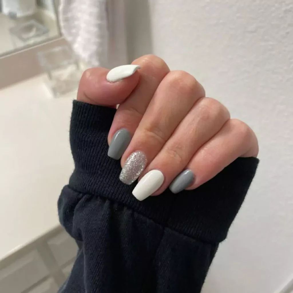 stylish gray and white nail design