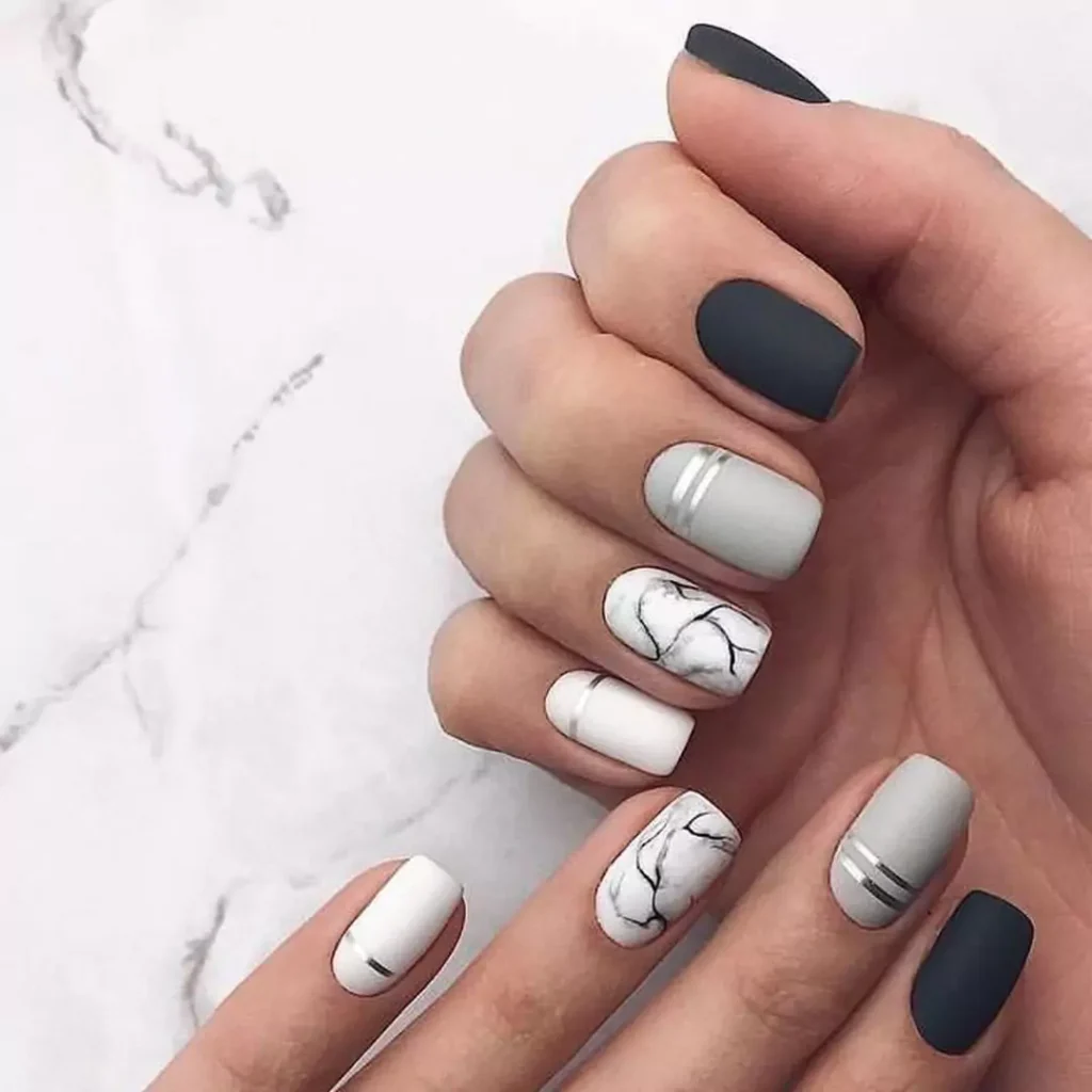 special gray and white nail design