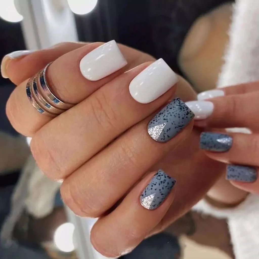 dazzling gray and white nail design