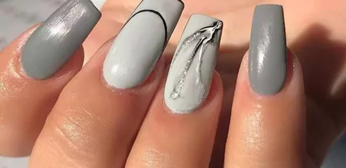 stylish gray long nail designs