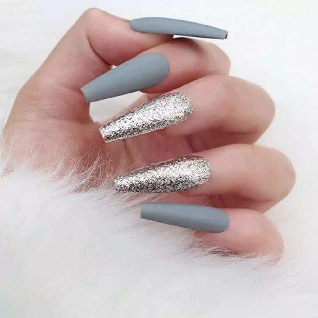 sophisticated gray long nail designs