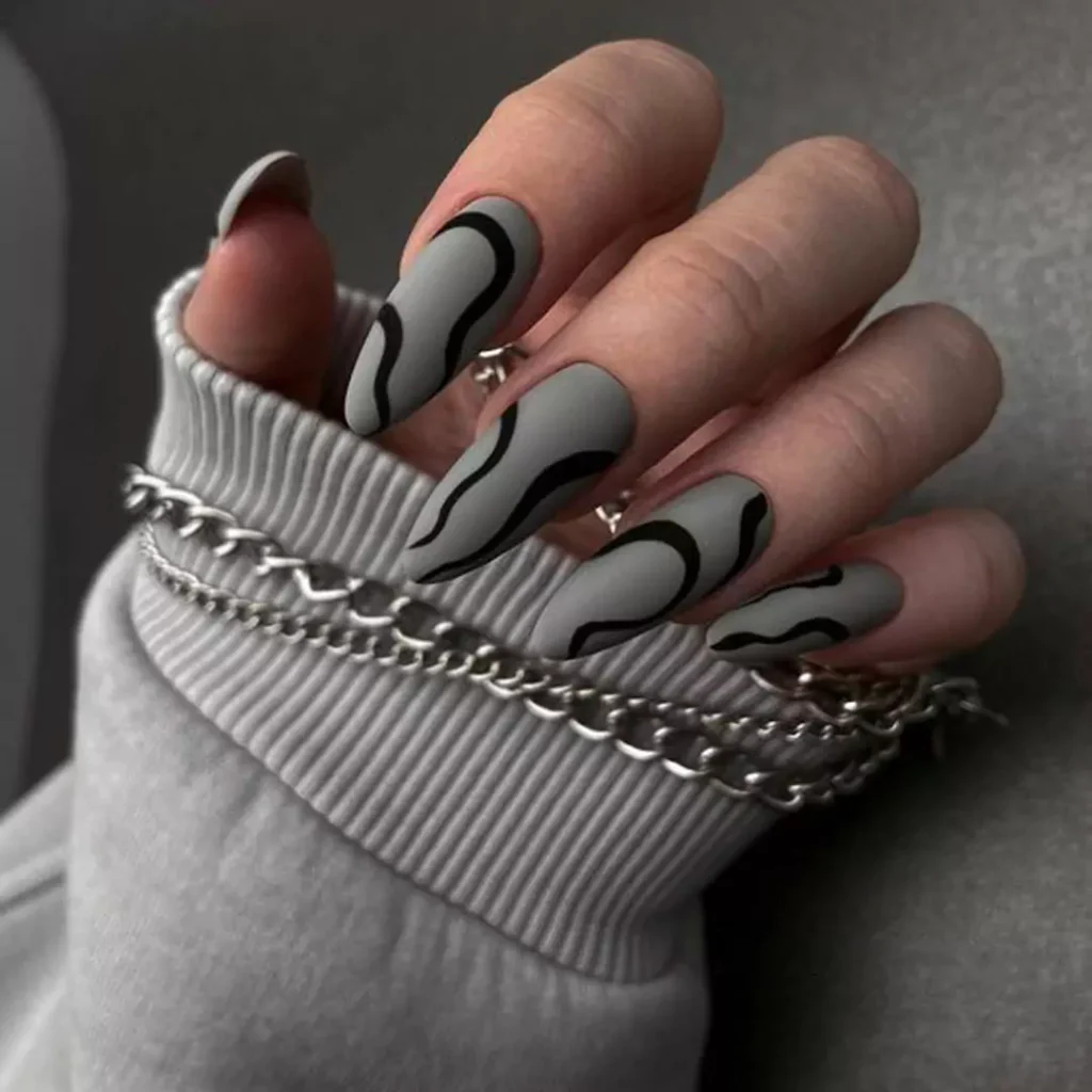 glamorous gray long nail designs