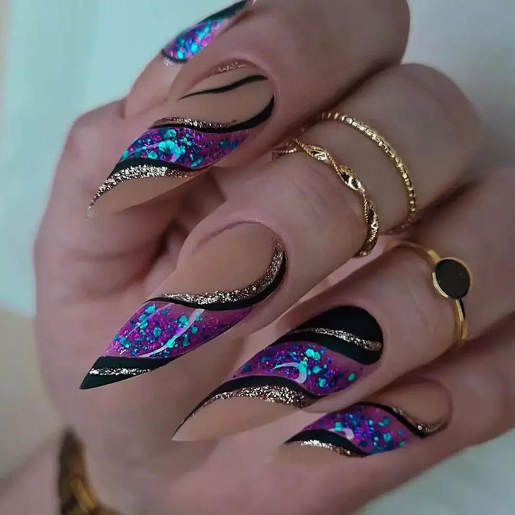 elegant Long Acrylic Nail Designs