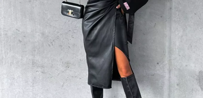 luxury long leather skirts