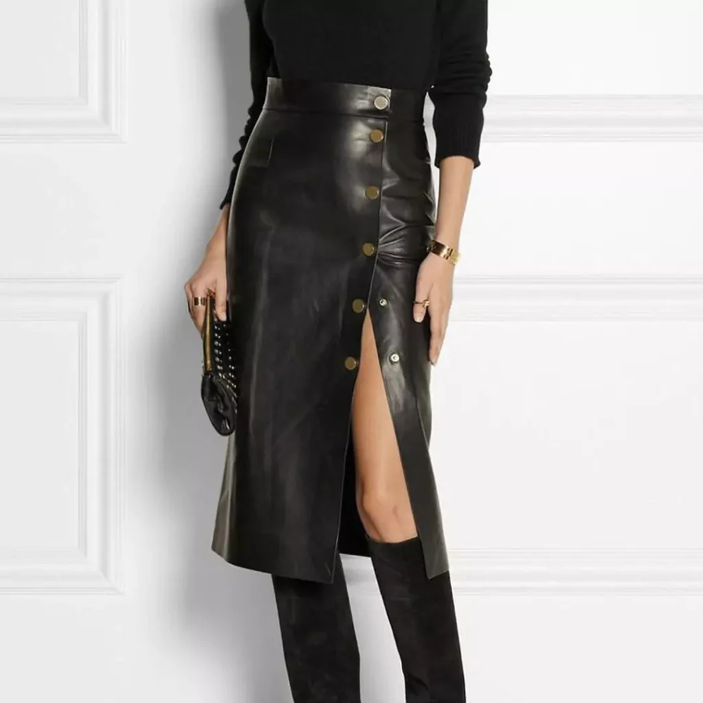 trendy long leather skirts 