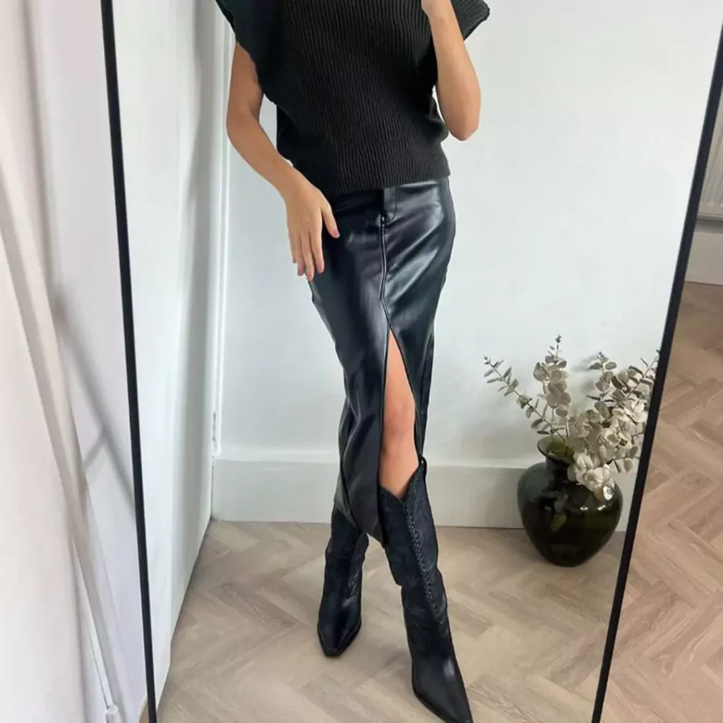 unique long leather skirts 