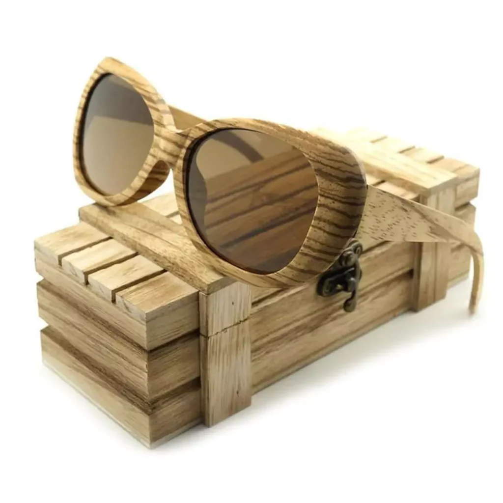 sophisticated wooden frame sunglasses