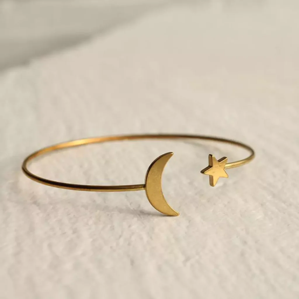 unique moon and stars gold bracelets