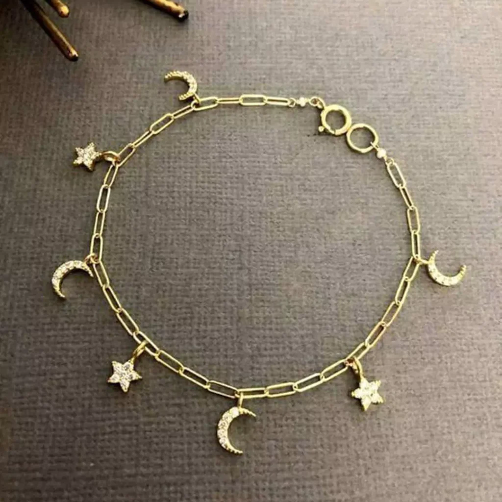 exquisite moon and stars gold bracelets